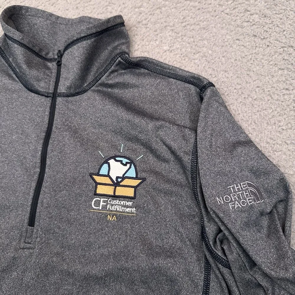 The North Face Tech 1/4 Zip Fleece‎ Men's Large Gray Embroidered Stretch